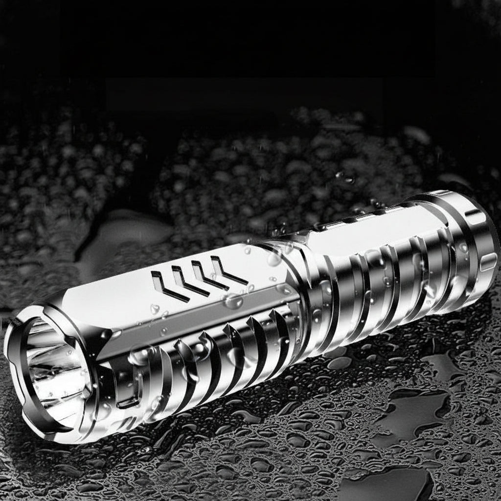 BrightBeam Tactical Rechargeable Aluminum Flashlight for Outdoors