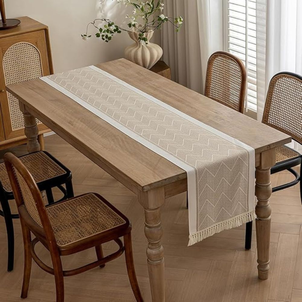 Elegant Woven Table Runner in Sandstone for Every Occasion