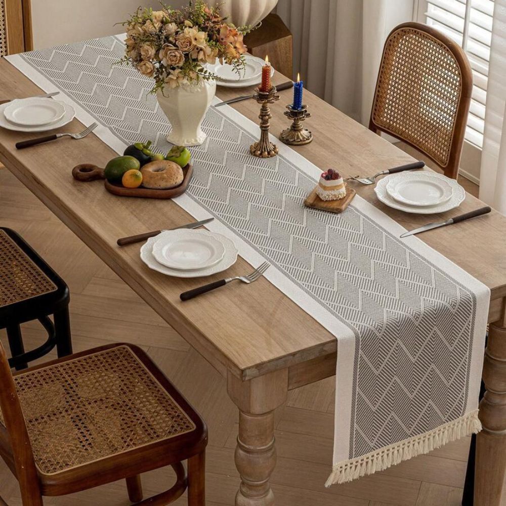 Elegant Woven Table Runner in Sandstone for Every Occasion