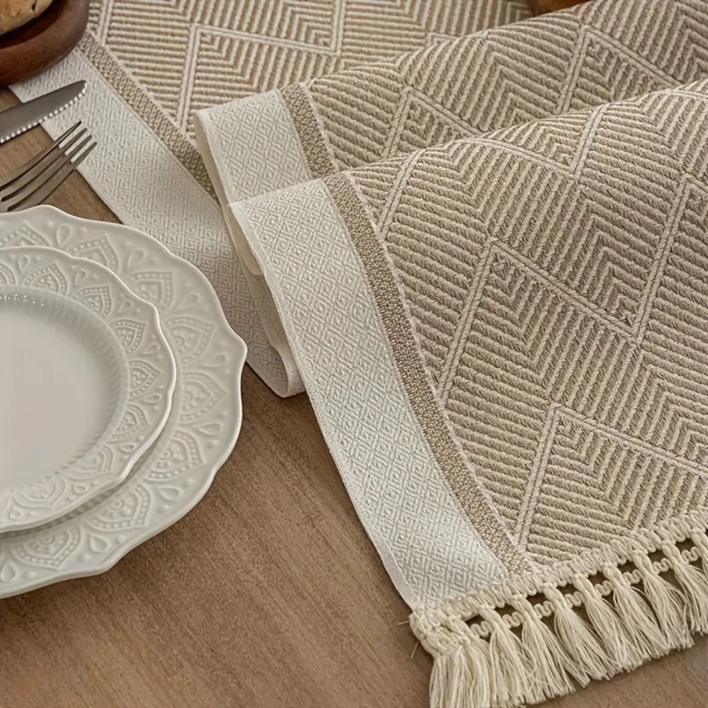 Elegant Woven Table Runner in Sandstone for Every Occasion