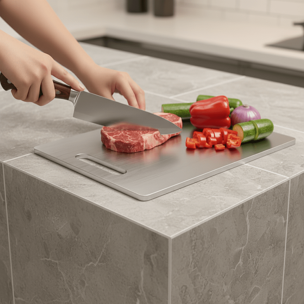 TitanGuard Stainless Steel Cutting Board for Effortless Prep
