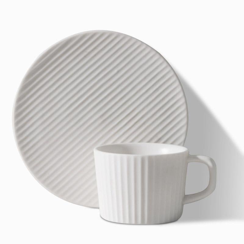 2/4/6 Piece Gray White Stoneware Coffee Mug Set