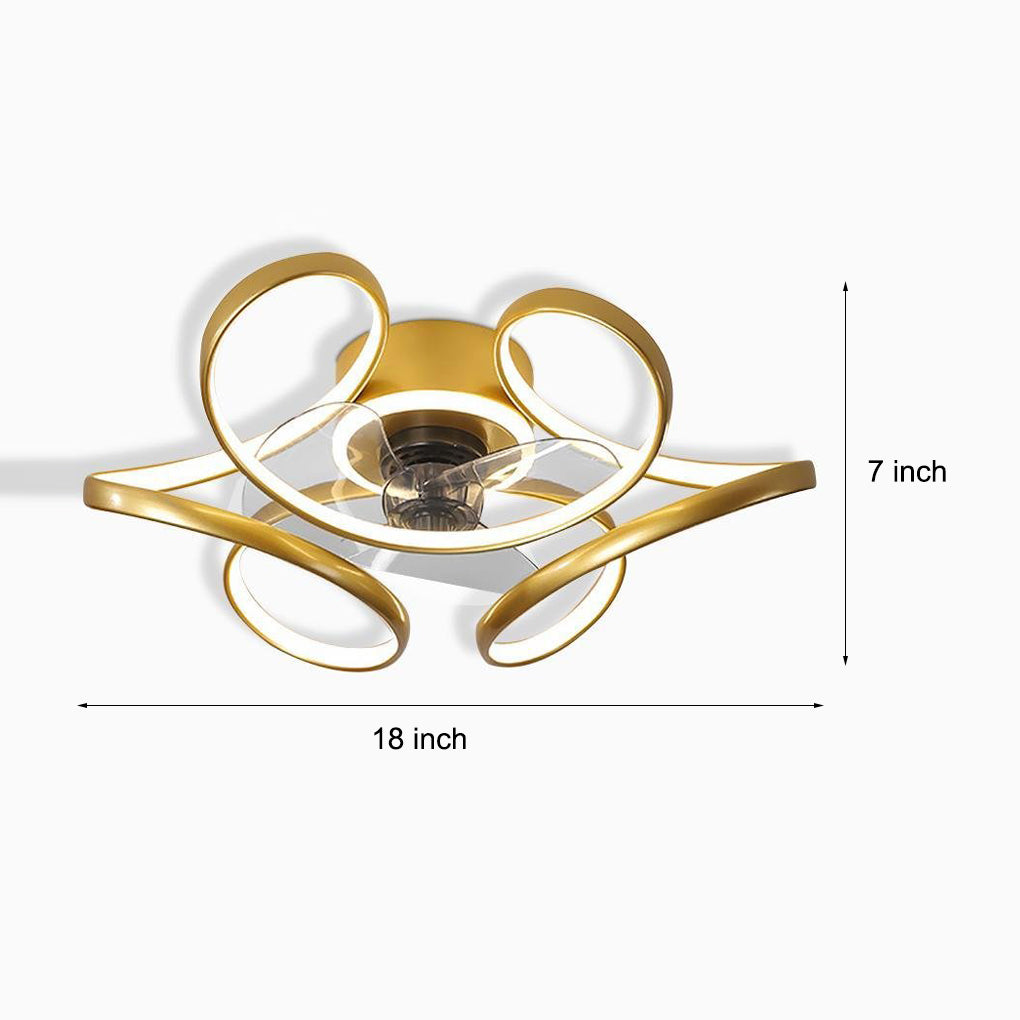 18" Modern Flower Shaped Ceiling Fan Light with Remote Chandelier Fan