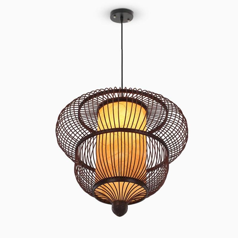 2-Tiers Dark Brown Taavita Pendant Light with a Large Central Bubble Light