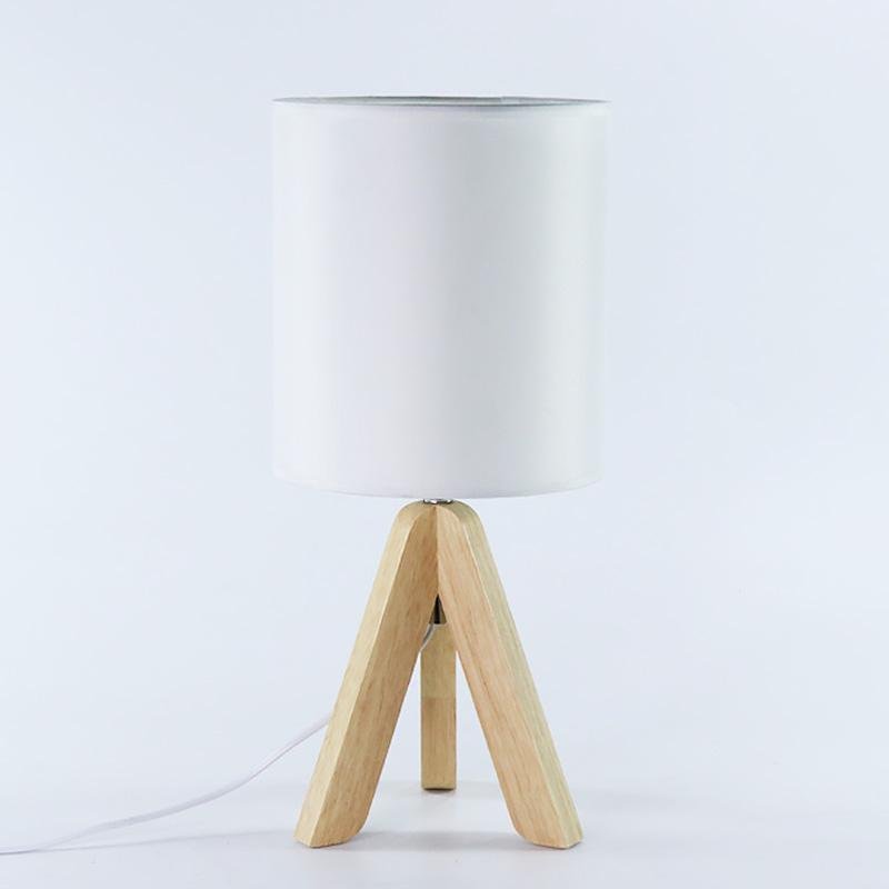 15 Inch Modern Wood Tripod Table Lamp