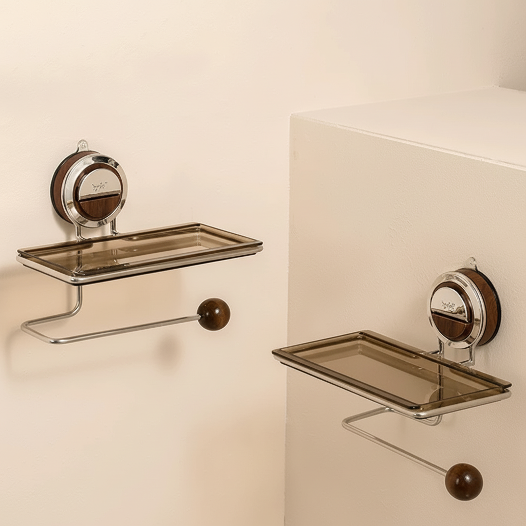Wall-Mounted Toilet Paper Holder with Adhesive Installation