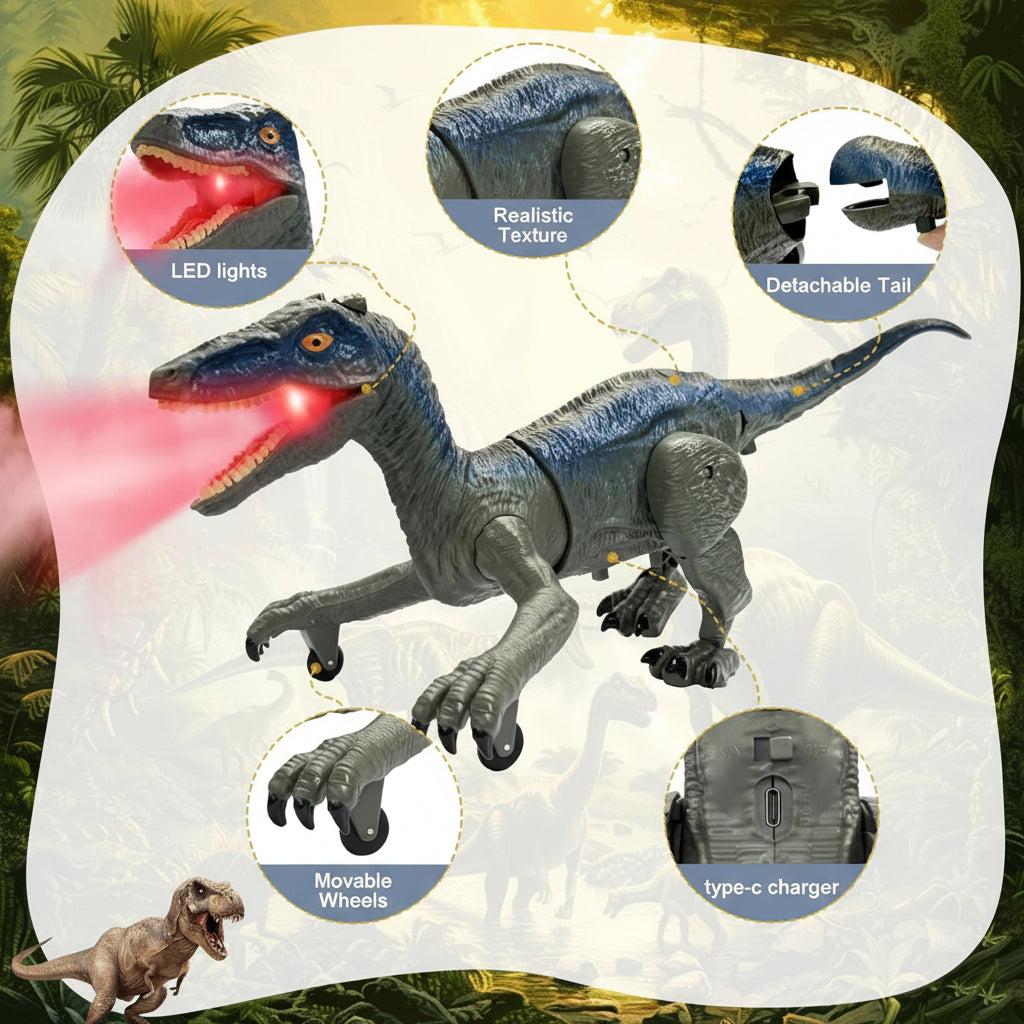 Dynamic Raptor RC Dinosaur with Light and Sound Effects