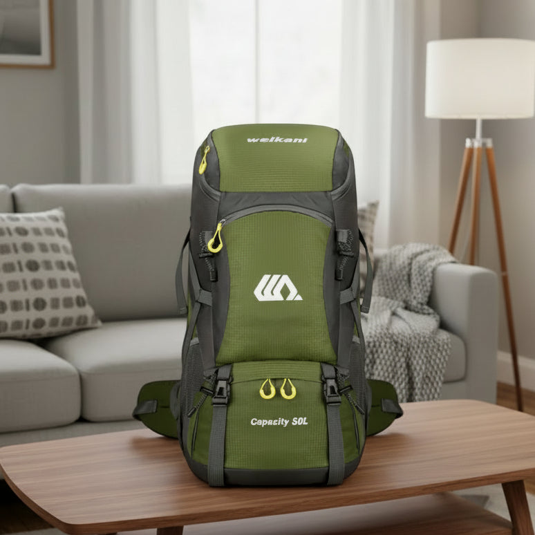 ExplorePro 50L Hiking Backpack with Ventilated Support and Footwear Pocket