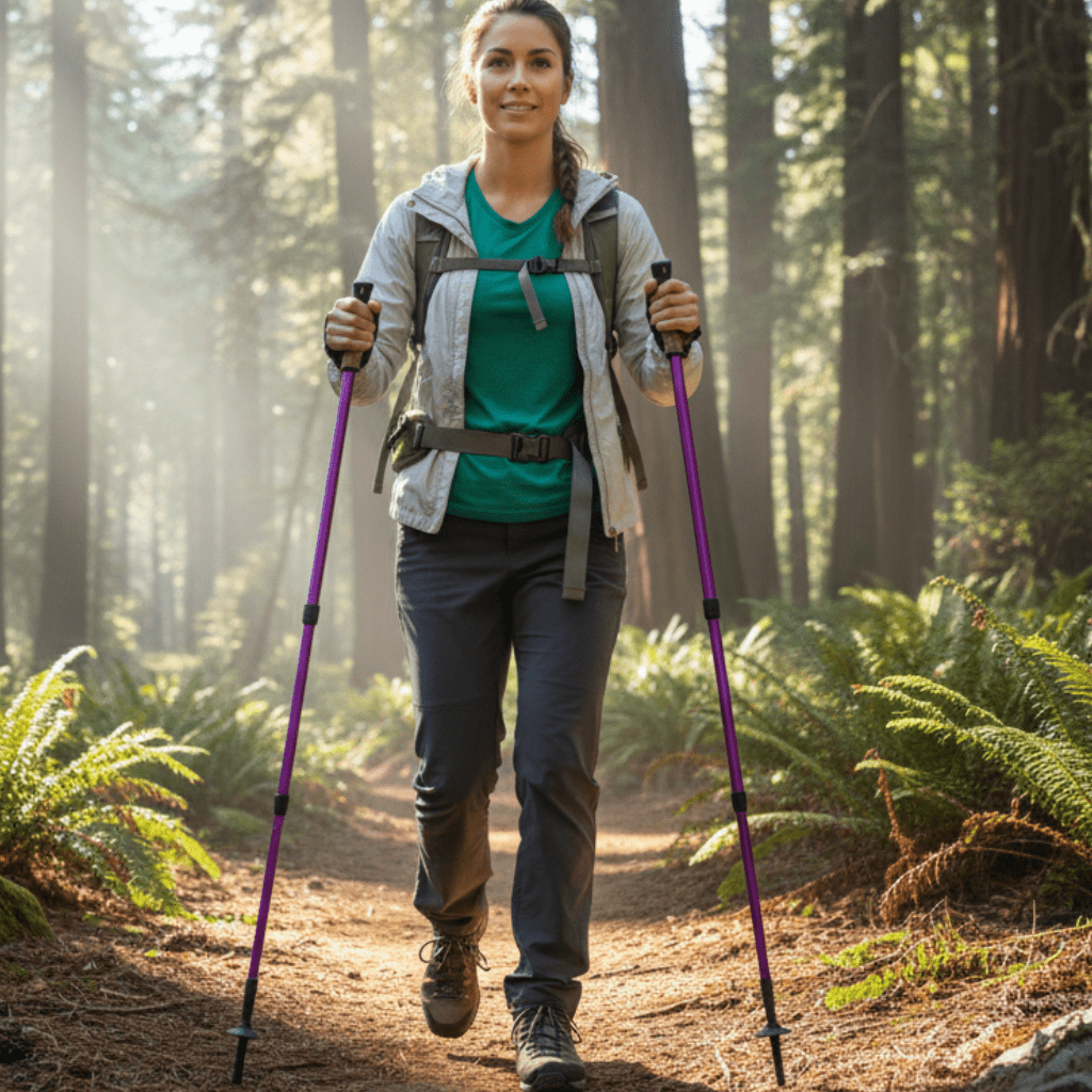 EcoTrek Adjustable Hiking Poles - Lightweight Trekking Sticks with Cork Grip