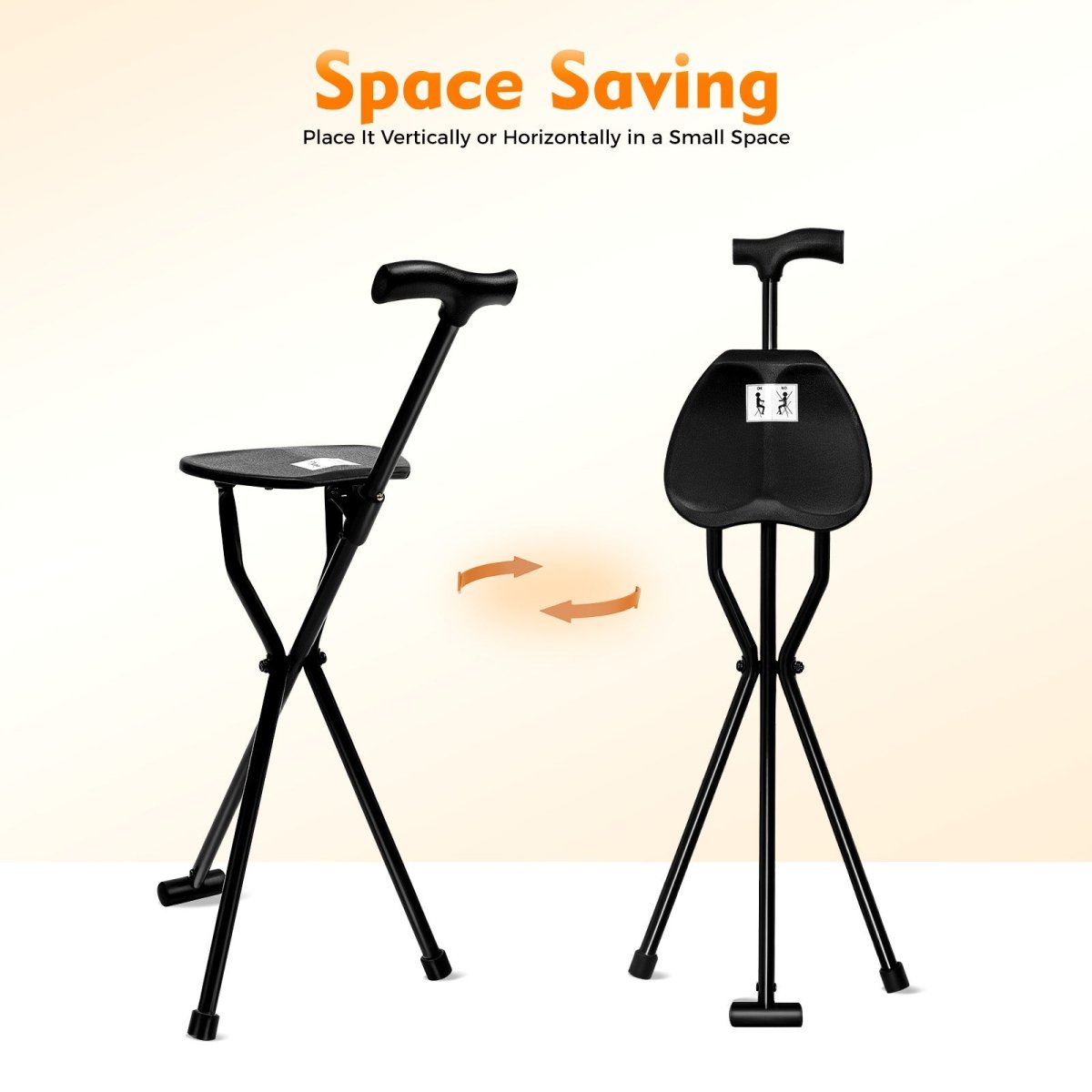ComfortMate Portable Walking Stick with Built-in Seat