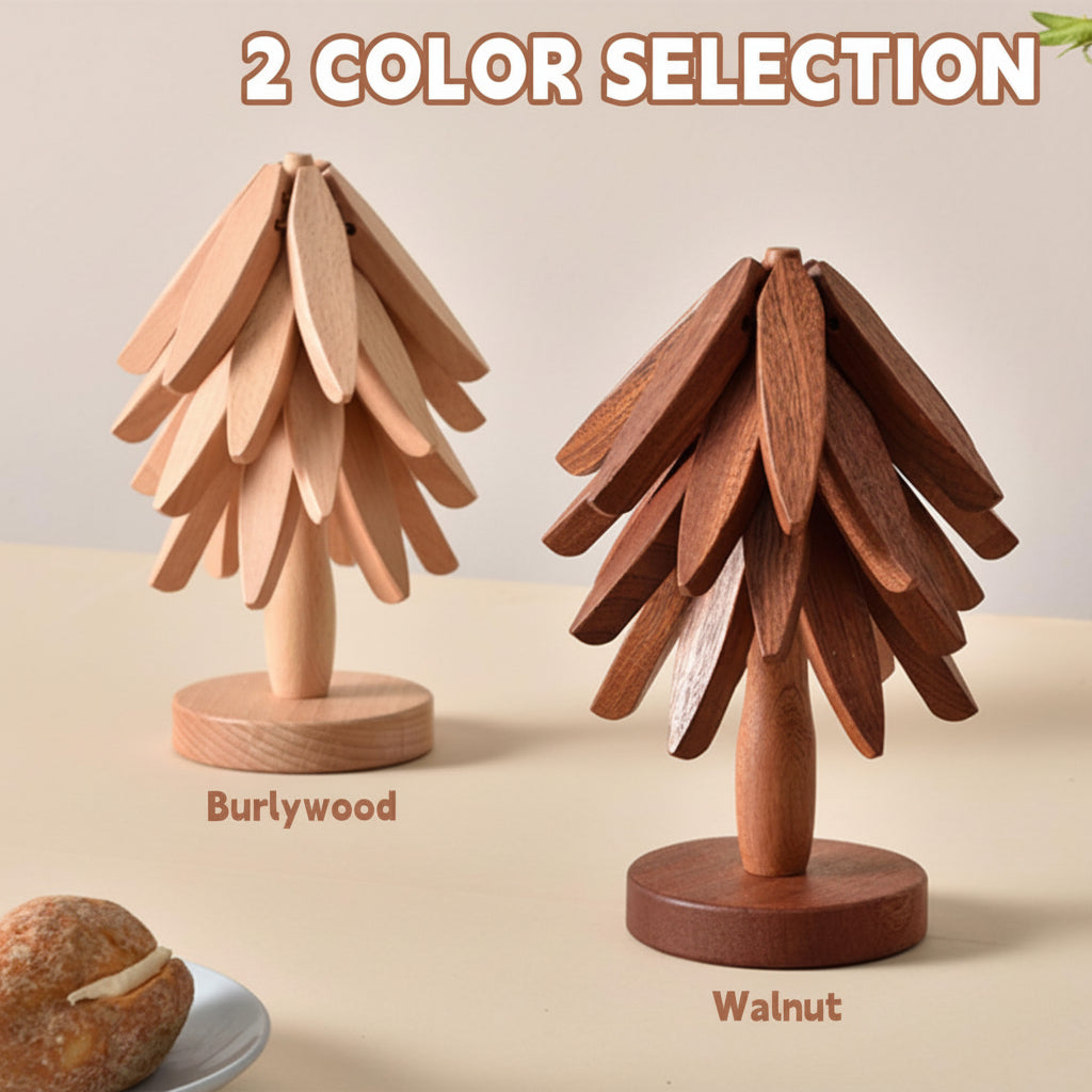 Eco-Friendly Wood Trivet Set with Tree-Inspired Design