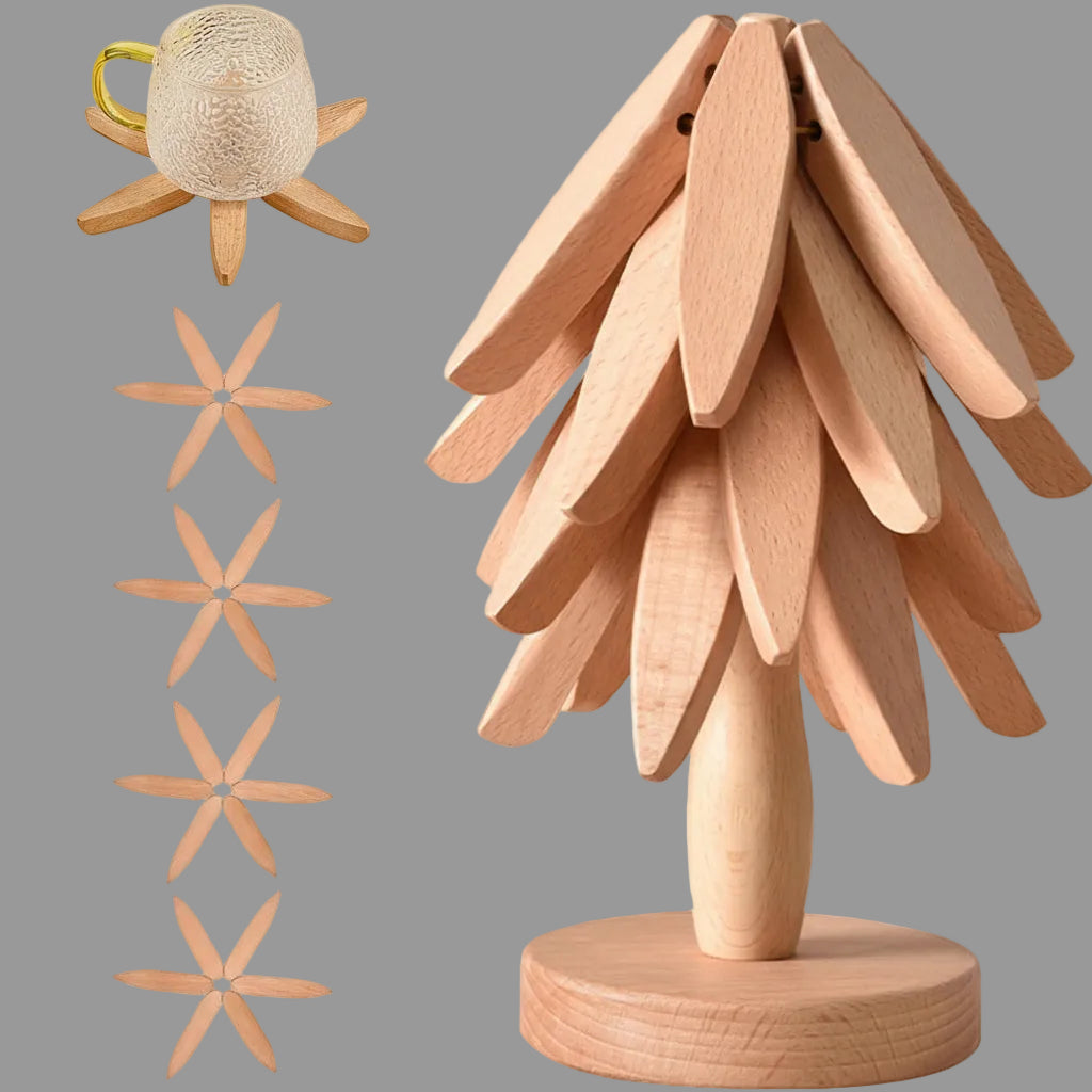Eco-Friendly Wood Trivet Set with Tree-Inspired Design