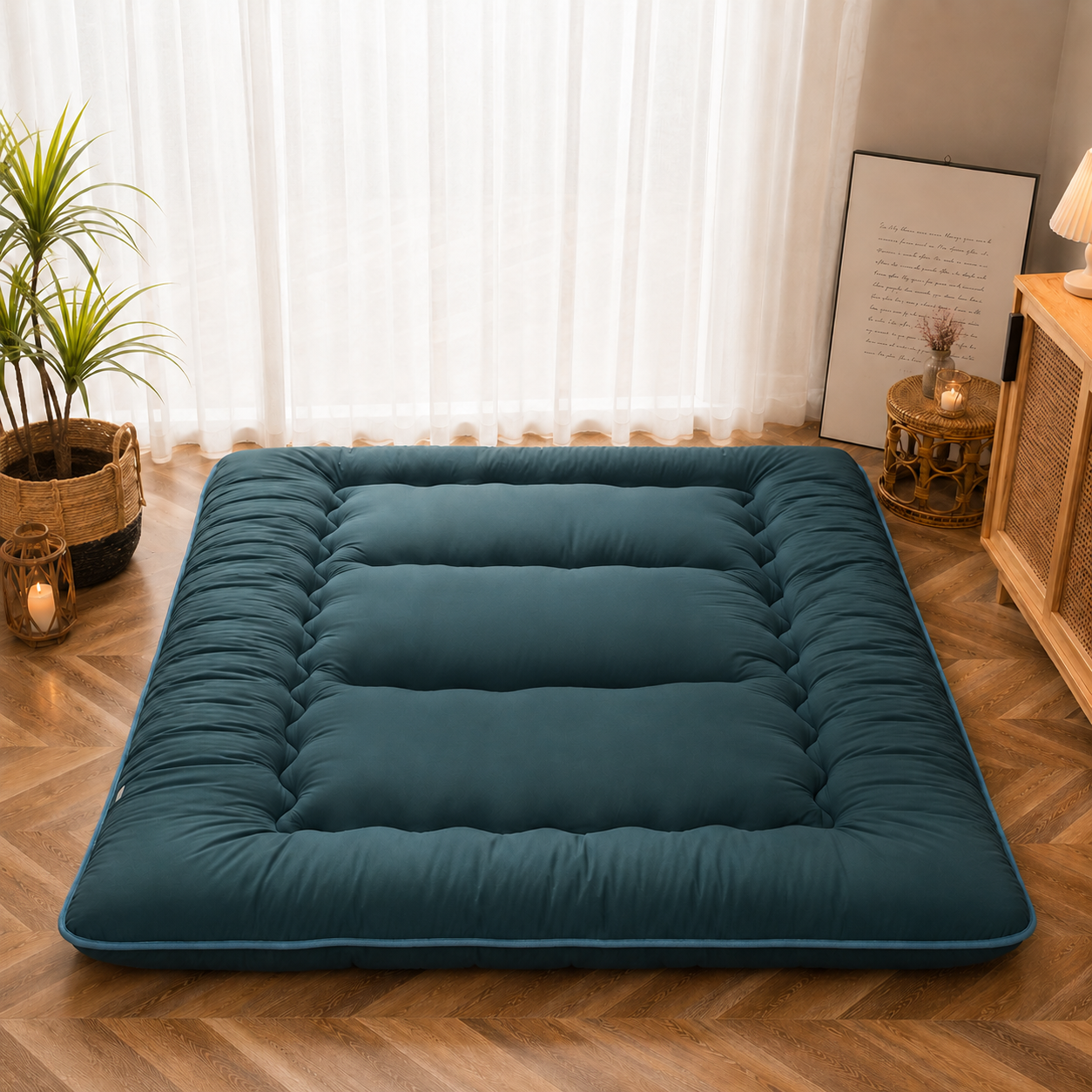 Foldable Tatami Mattress Pad, 4-Inch Thick Floor Bed for Adults & Kids