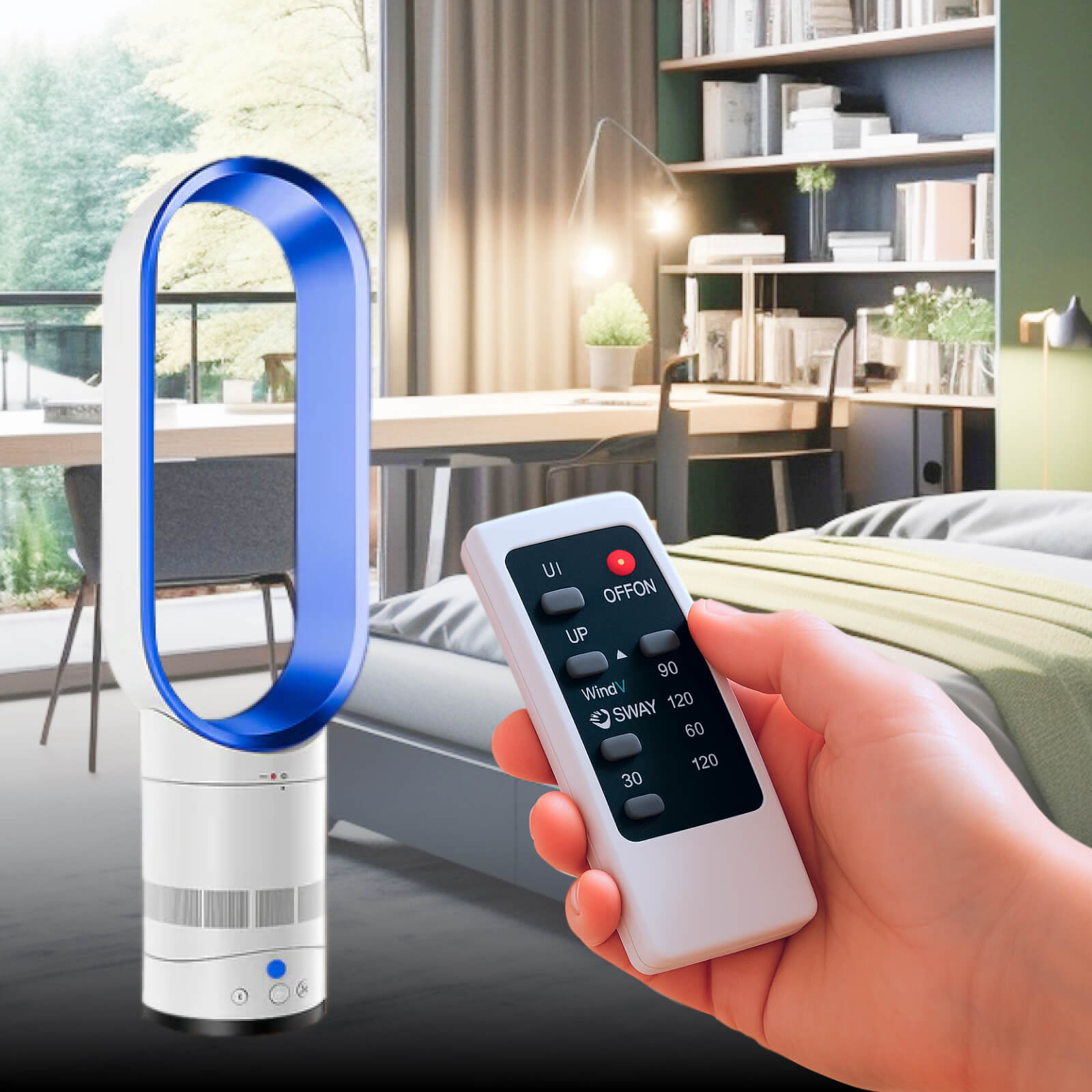 16-Inch Bladeless Fan | Remote Control | Wide Oscillation & Adjustable Speed | Child-Safe Design