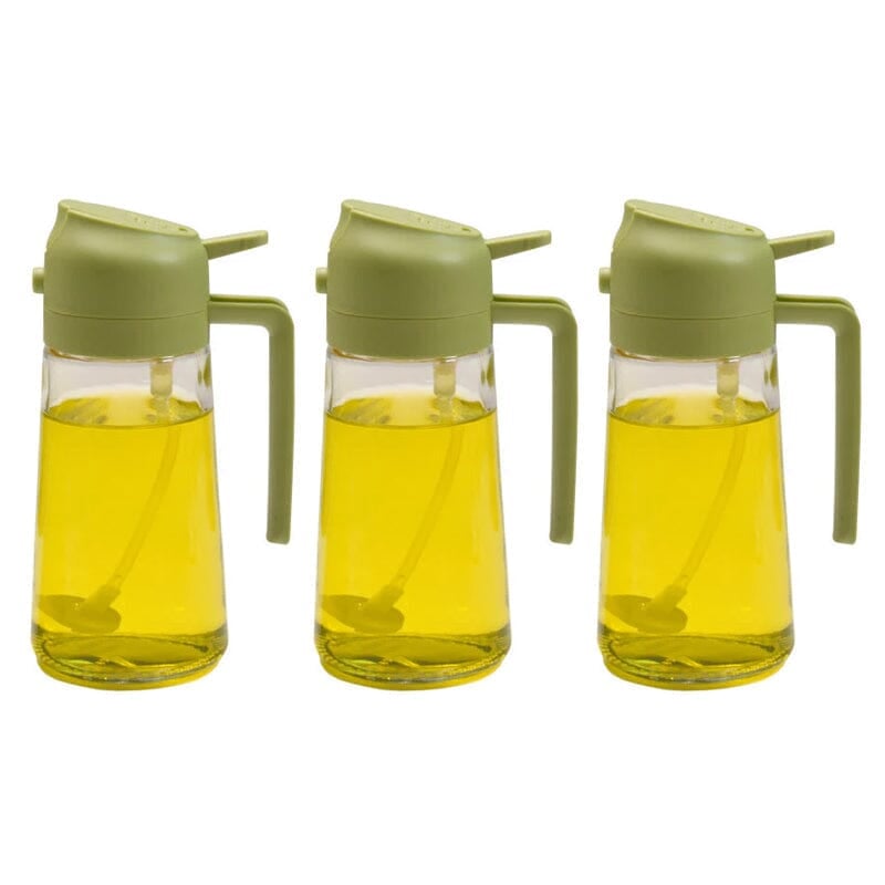 2-in-1 Oil Sprayer & Dispenser | Wide-Mouth Pump & Pour Spout | Glass Bottle | 470ml Capacity