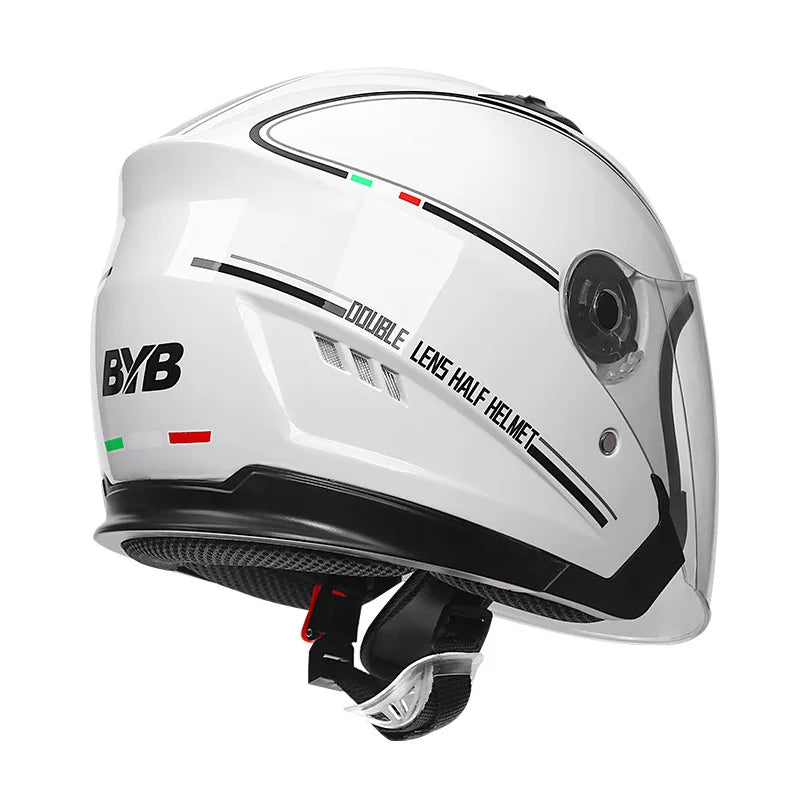 3/4 Open-Face Motorcycle Helmet | Retro | Dual-Lens Visor & Anti-Fog | Fits 56-62 cm