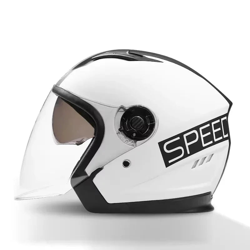 3/4 Open-Face Motorcycle Helmet | Retro | Dual-Lens Visor & Anti-Fog | Fits 56-62 cm