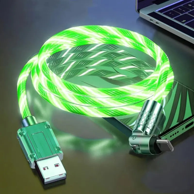 540° Rotatable Charging Cable | RGB Light Effects | Aluminum Connectors & Braided Cable