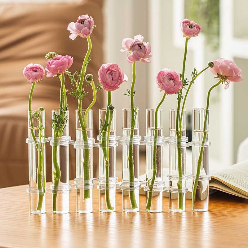 Adjustable Flower Vase | Hinged Interconnected Glass Tubes | Clear Borosilicate Glass