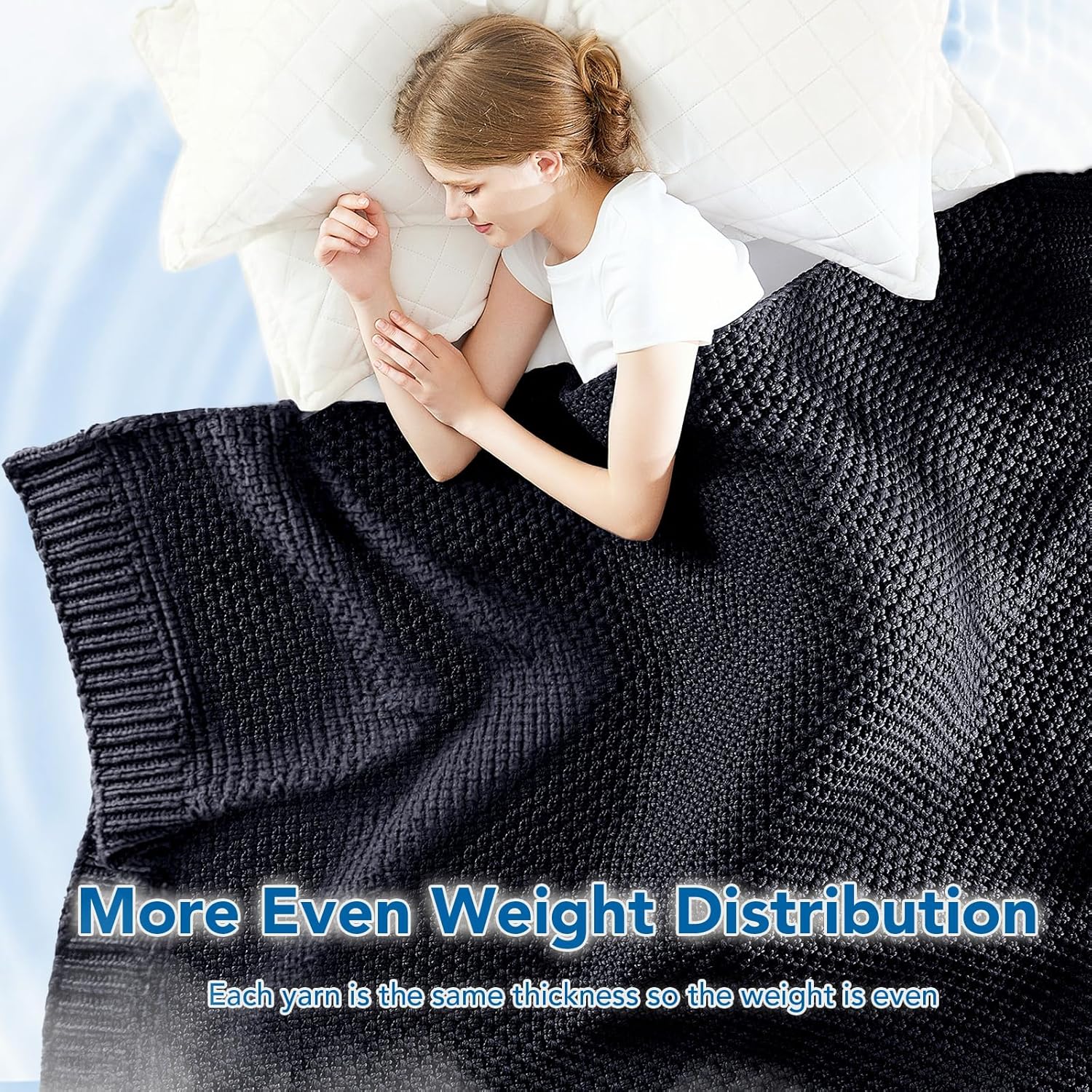 Adult Weighted Blanket | Chunky Knit | Cooling Microfiber | All-Season Comfort