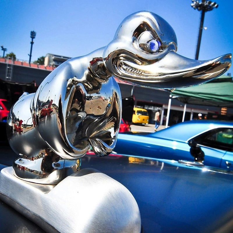 Angry Rubber Duck Radiator Emblem | Chrome-Plated Rubber Replica | Universal Fit 6×4 in