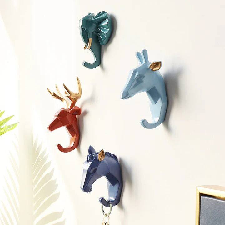 Animal Head Wall Hook | Hand-Painted Resin | Pre-Drilled Mount | Entryway Storage