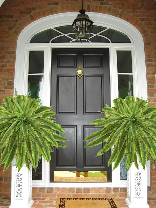 Artificial Boston Fern | UV-Resistant Lifelike | Waterproof, Maintenance-Free | Set of 18