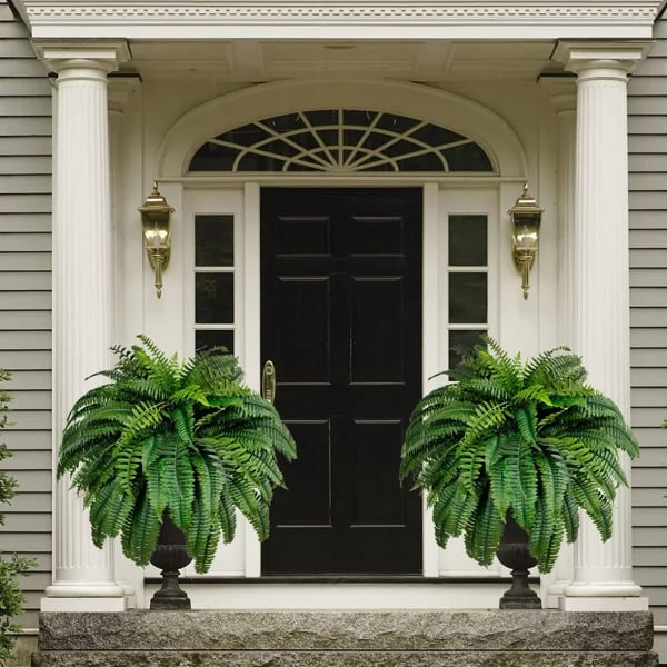 Artificial Boston Fern | UV-Resistant Lifelike | Waterproof, Maintenance-Free | Set of 18