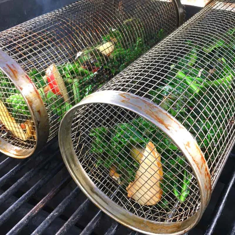 BBQ Grill Basket | 360° Rotating | Stainless Steel & Dishwasher Safe | Even Cooking