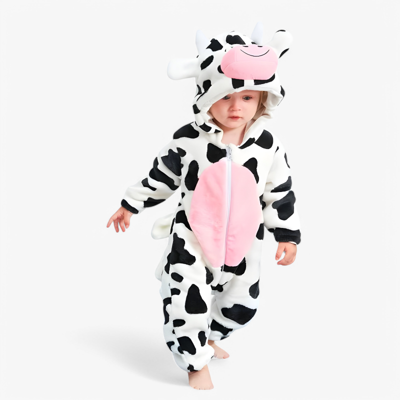 Baby Animal Romper | Hooded Onesie with Ears | Velour Knit Fabric | Cozy Comfort