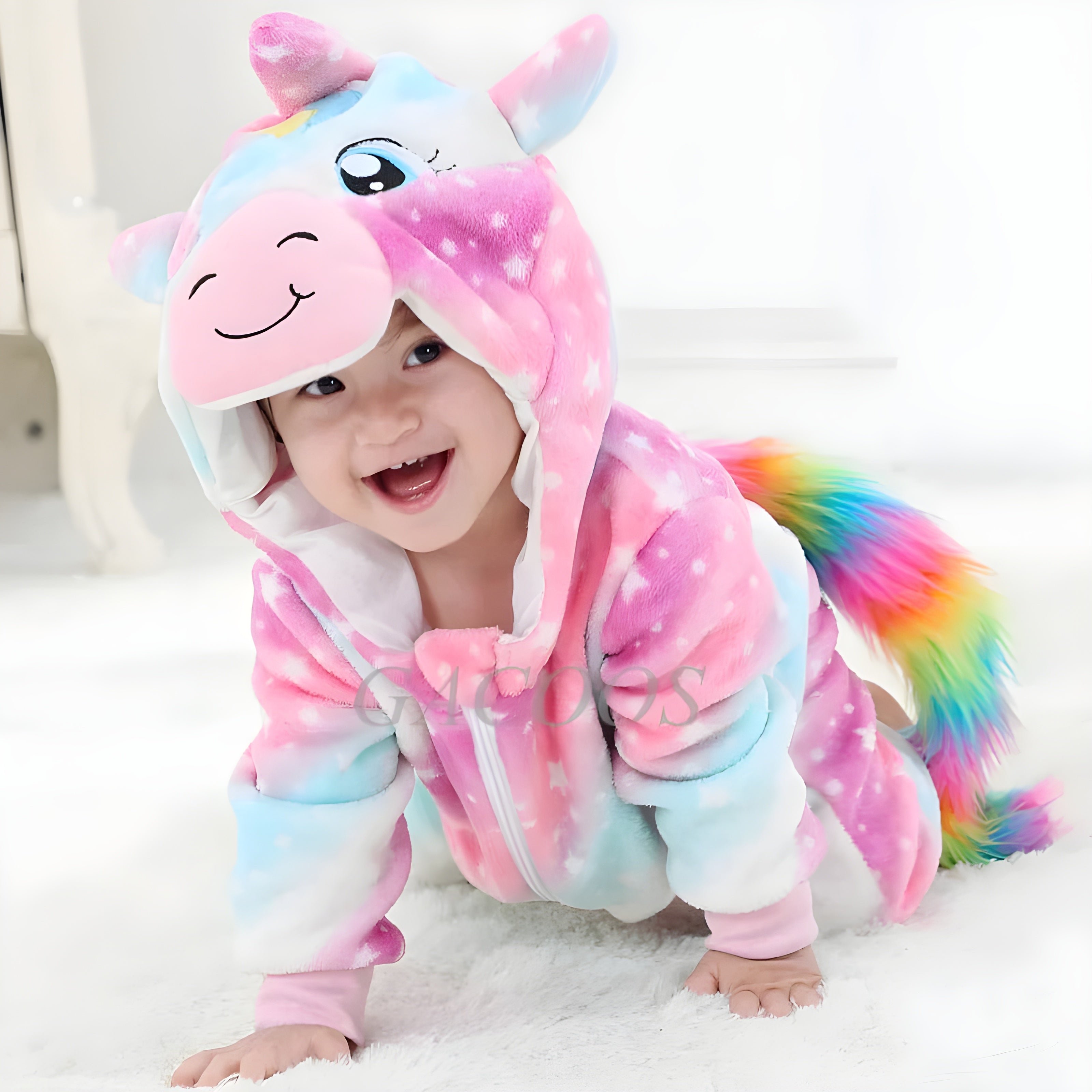Baby Animal Romper | Hooded Onesie with Ears | Velour Knit Fabric | Cozy Comfort