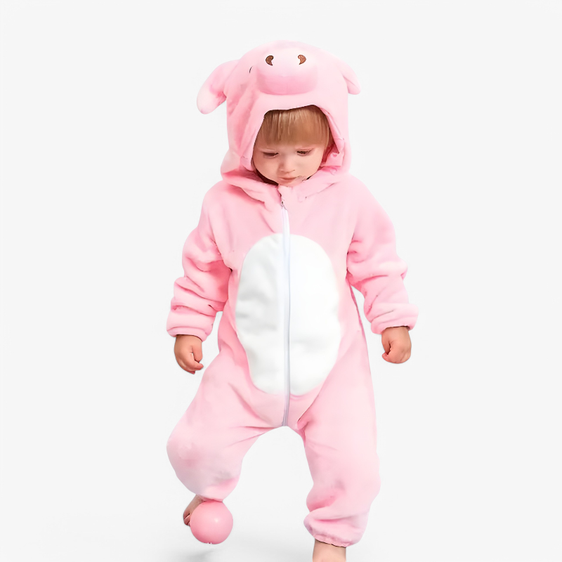 Baby Animal Romper | Hooded Onesie with Ears | Velour Knit Fabric | Cozy Comfort