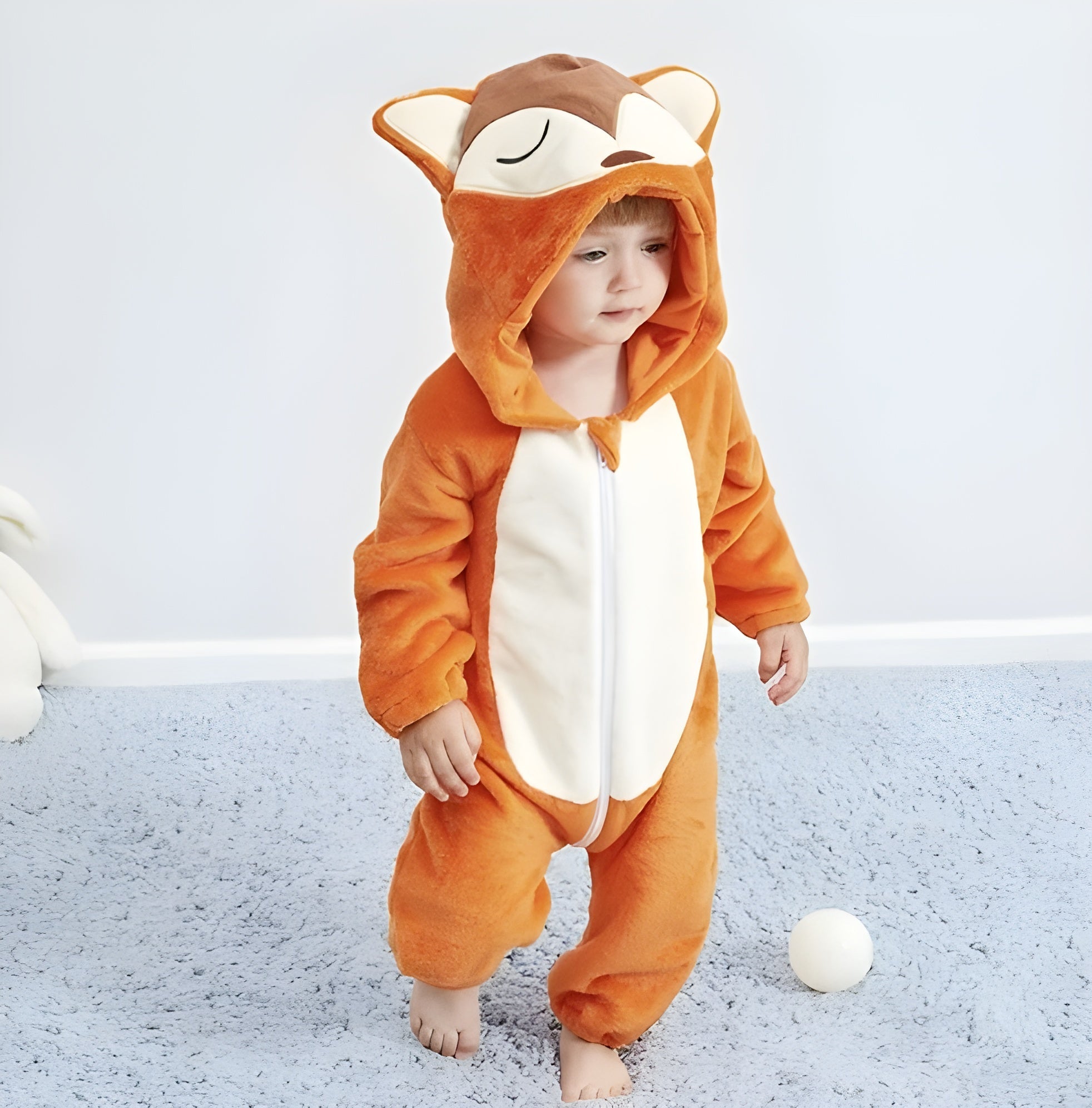 Baby Animal Romper | Hooded Onesie with Ears | Velour Knit Fabric | Cozy Comfort