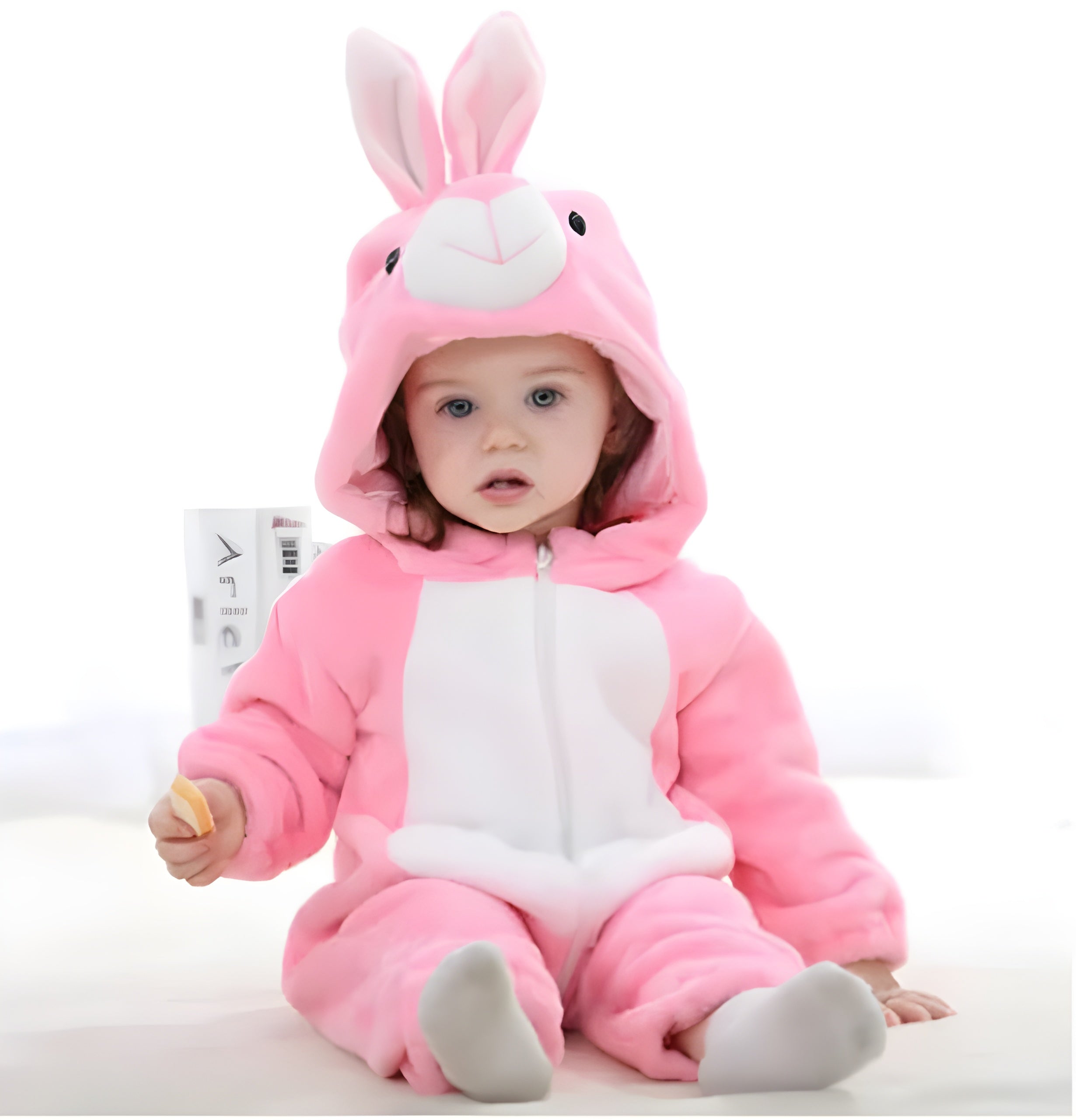 Baby Animal Romper | Hooded Onesie with Ears | Velour Knit Fabric | Cozy Comfort