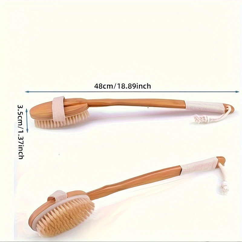 Back Scrubber for Shower | Natural Boar Bristles | Long Wooden Handle | Gentle Exfoliation