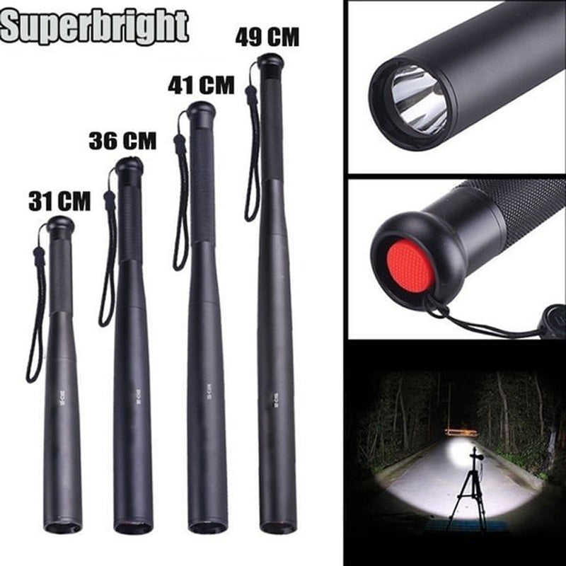 Baseball Bat-Shaped Flashlight | LED & 3 Lighting Modes | Aluminum | Emergency & Utility Use