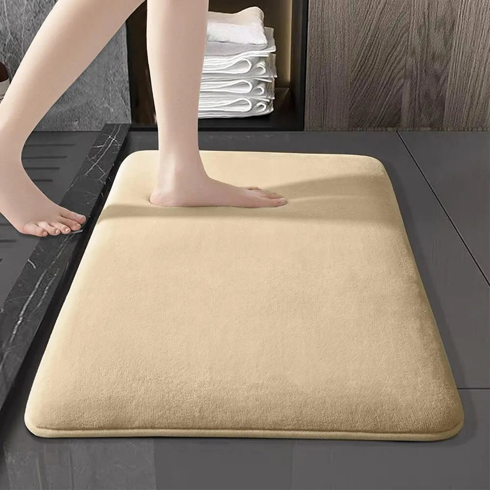 Bath Mat | Ultra-Absorbent Nordic Design | Soft Suede Velvet & Anti-Slip Cushioned Backing