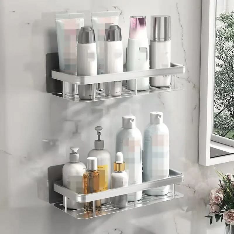Bathroom Shelf | Drill-Free Self-Adhesive | Stainless Steel Trim | Supports Up to 5 kg