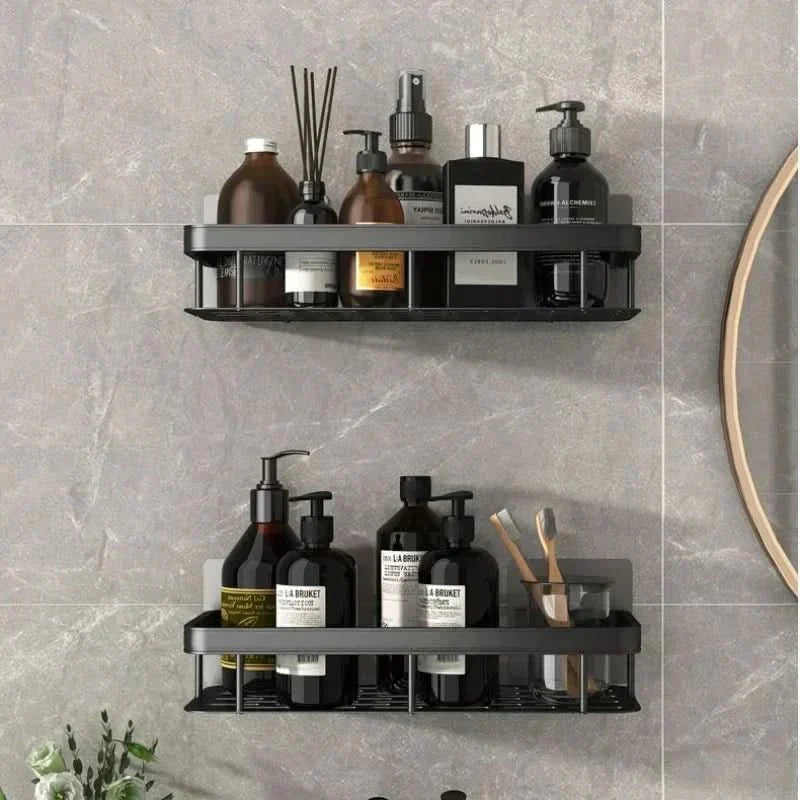 Bathroom Shelf | Drill-Free Self-Adhesive | Stainless Steel Trim | Supports Up to 5 kg