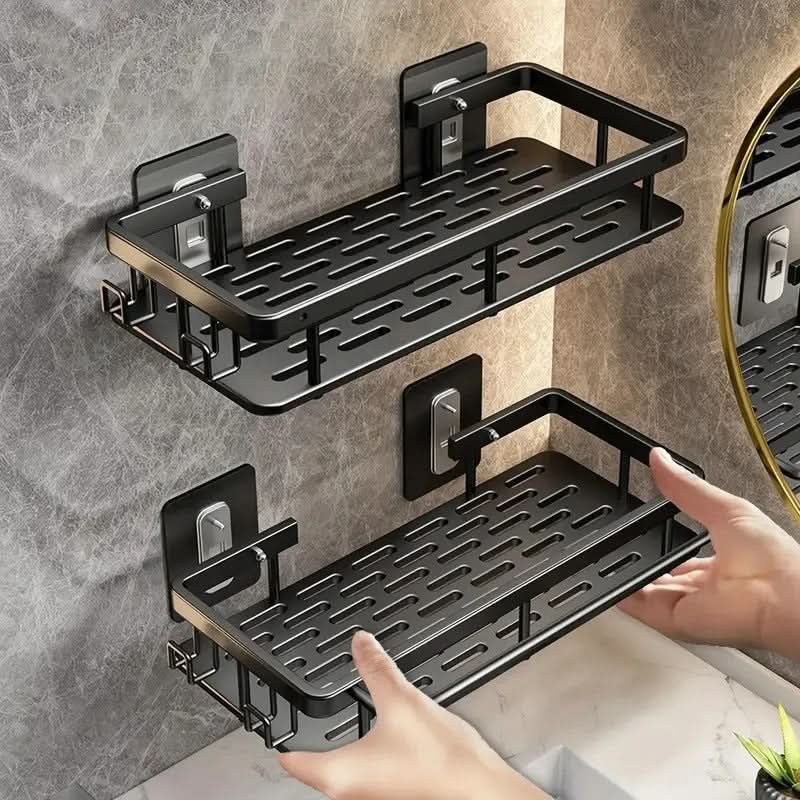 Bathroom Shelf | Drill-Free Self-Adhesive | Stainless Steel Trim | Supports Up to 5 kg