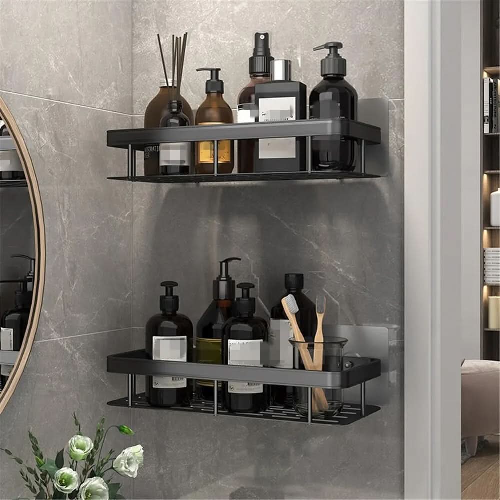 Bathroom Shelf | Drill-Free Self-Adhesive | Stainless Steel Trim | Supports Up to 5 kg