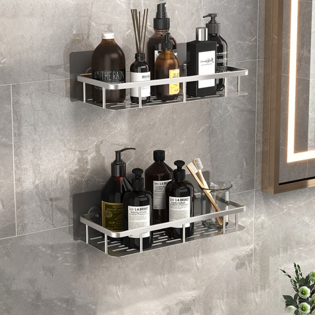 Bathroom Shelves | Metal Suction Cup Mount | Durable Metal | Tool-Free Install