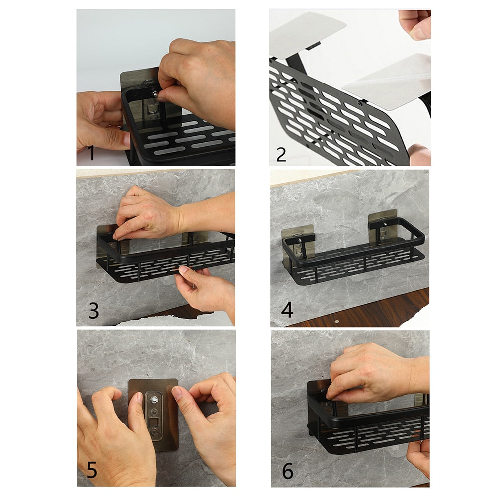 Bathroom Shelves | Metal Suction Cup Mount | Durable Metal | Tool-Free Install