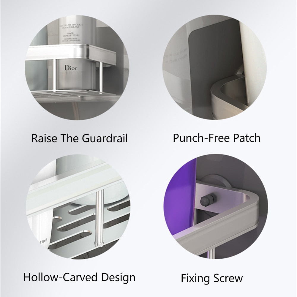 Bathroom Shelves | Metal Suction Cup Mount | Durable Metal | Tool-Free Install