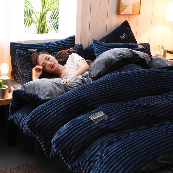Bedding Set | Thick Corduroy Velvet | 3-Piece Duvet Cover & Pillowcases | Cozy Warmth