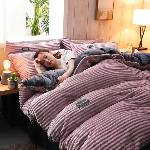 Bedding Set | Thick Corduroy Velvet | 3-Piece Duvet Cover & Pillowcases | Cozy Warmth