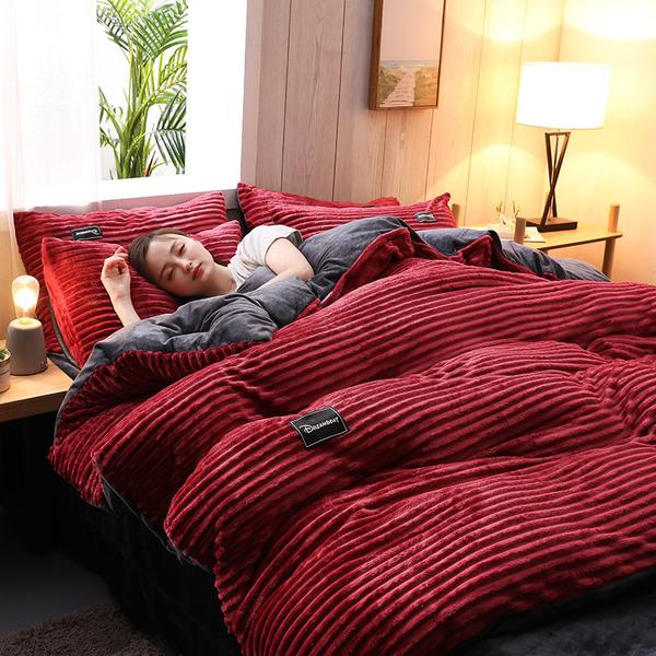 Bedding Set | Thickened Corduroy Velvet | Polyester 3-Piece Set | Cozy Warmth