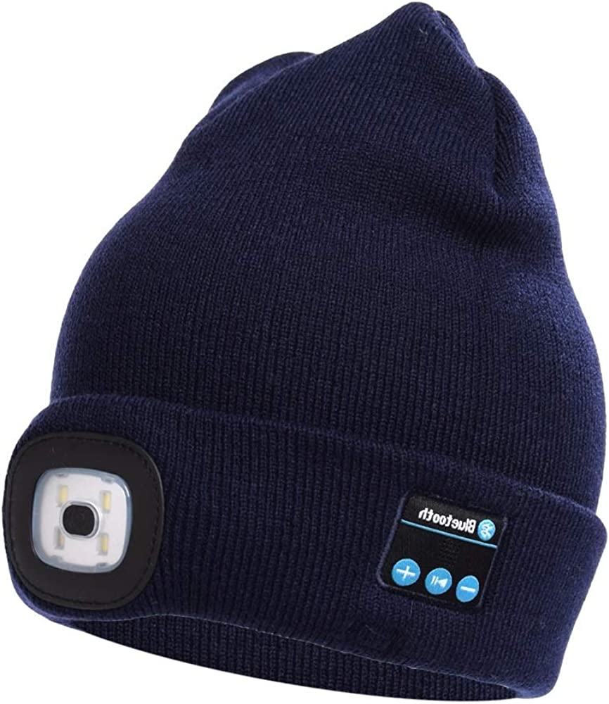 Bluetooth Beanie Hat (Unisex) | Wireless Headphones & Detachable LED | USB Rechargeable