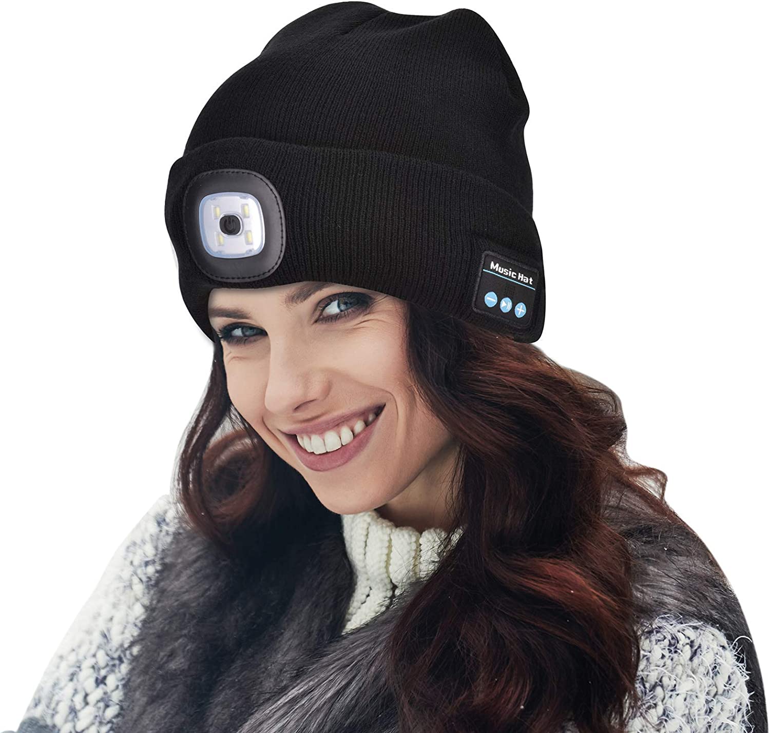 Bluetooth Beanie Hat (Unisex) | Wireless Headphones & Detachable LED | USB Rechargeable
