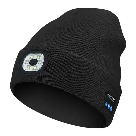 Bluetooth Beanie | LED Light & Built-In Speakers | Rechargeable | Warmth